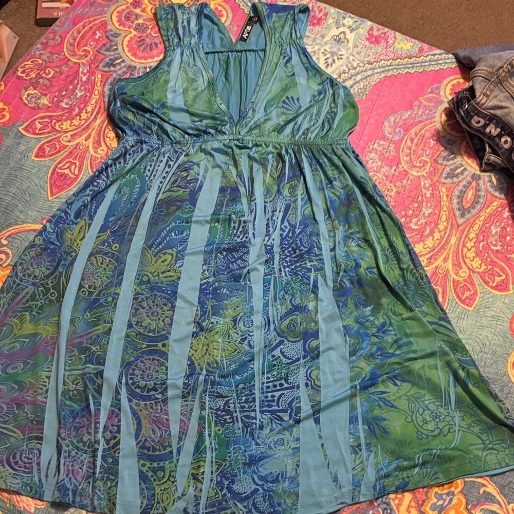 Apt. 9 Blue and Green Midi Dress